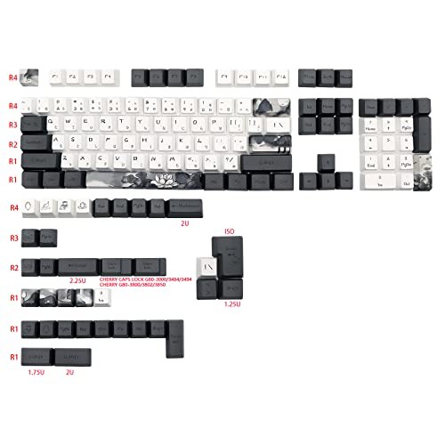 Ink Lotus Keycaps OEM Profile Japanese Keycaps 140 Keys PBT Dye Ink Lotus-JP - Picture 5 of 7