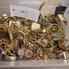 21+Lbs Gold Tone Mixed Jewelry Craft Scrap Junk Broken Lot Tangled Art Repurpose