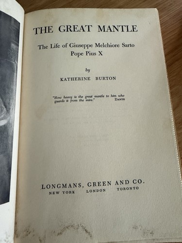 DER GROSSE MANTEL Papst Pius X. - Katherine Burton (hc/dj) 1951 Vintage katholisch - Bild 5 von 15