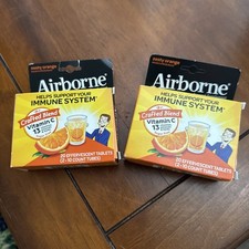 2 Pack Airborne Vitamin C Immune Support  Tablets, Zesty Orange - 20 Count (x2)