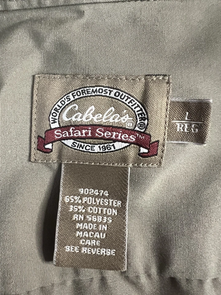 Cabela's Safari Shirt Men's Size Large Canvas Hiking Camping Hunting Utility - Image 4 of 4