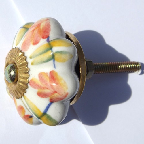 Ceramic knobs pulls handles for doors drawers cupboard cabinet wardrobe - brass - Picture 141 of 180