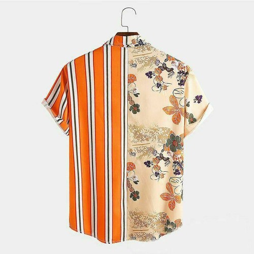 Button Up Shirt Men Baroque Fashion Hawaiian Short Sleeve Tee Casual Party Dress - Picture 4 of 21