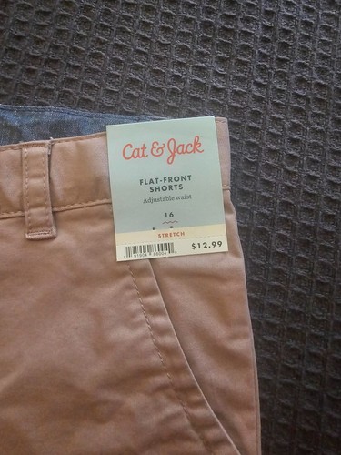 Cat & Jack Boy's Rose Ash Adjustable Waist Stretch Flat Front Shorts 16 - Picture 3 of 8