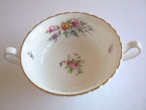 Minton Marlow Footed Cream Soup Bowl & Saucer 2 Handles Globe Backstamp - Picture 6 of 11