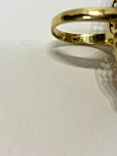 Diamond Cocktail Ring W/Blue Enamel Accents 18K Yellow Gold - Picture 5 of 8