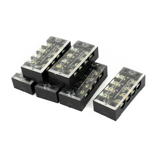 5Pcs Covered Barrier Screw Terminal Block Strip 600V 25A TB2504  Dual Rows 4P - Picture 1 of 5