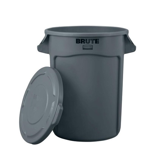 32 Gallon Heavy-Duty Trash Can W/ Snap-On Lid Venting Channels Outdoor Use - Picture 2 of 8