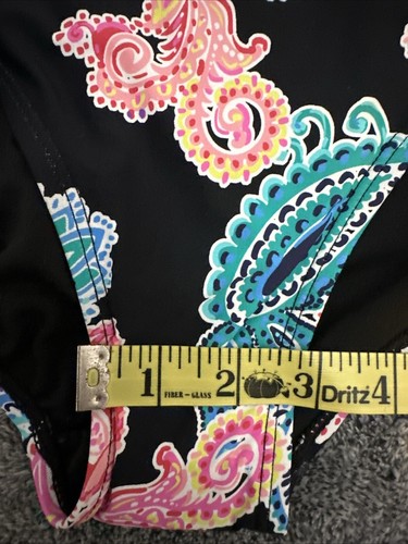 NWT LEILANI swimsuit ONE PIECE Black Multi Paisley Bathing Suit Sz 14 Padded Bra - Picture 8 of 17