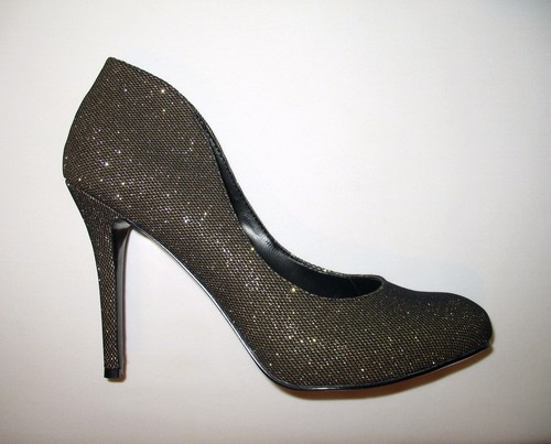 WOMENS GOLD BLACK FABRIC NINE WEST STILETTO PUMPS HEELS US 9.5 M EU 39.5 40 40.5 - Picture 8 of 12