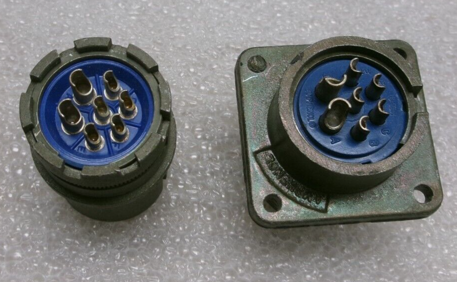 AMPHENOL MS3106A18-9P + 9S CIRCULAR PLUG & SOCKET SET 5#16 2#12 7-Pin ...