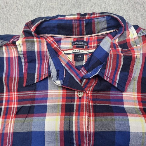 Camisa Tommy Hilfiger para mujer a cuadros con botones - talla L - rojo azul amarillo - Imagen 2 de 12