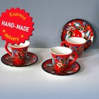 Coffee set of 6 pieces, Ceramic Turkish set (Red) — handmade pottery, ceramic