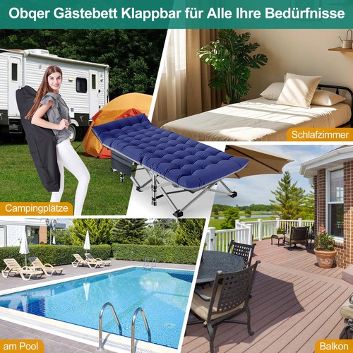 Campingbett Klappbett für Erwachsene Liege Bett mit Tragetasche Kissen Matratze - Bild 27 von 34