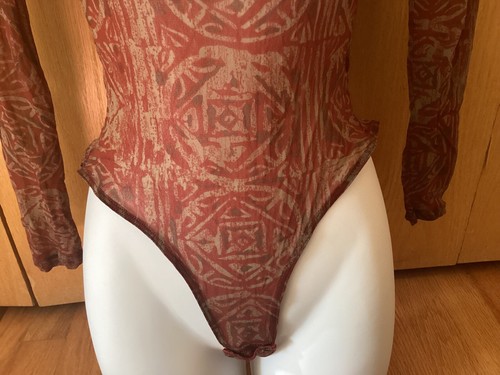 COSABELLA Women's Bodysuit Size S Italy Long Sleeve Sheer Stretchy Brown/Tan/Rus - Picture 3 of 10