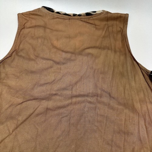 Chico's Brown Black Tan Leopard Sequin Tank Top Shirt Mesh Overlay Size 0 - Picture 11 of 12