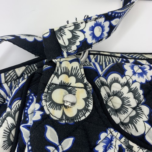 Vera Bradley Glenna Shoulder Bag Snow Lotus Purse Black Blue White - Picture 11 of 12