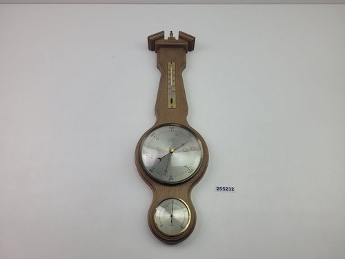 Wetterstation Made in West Germany Holzsockel Thermometer Vintage #255232
