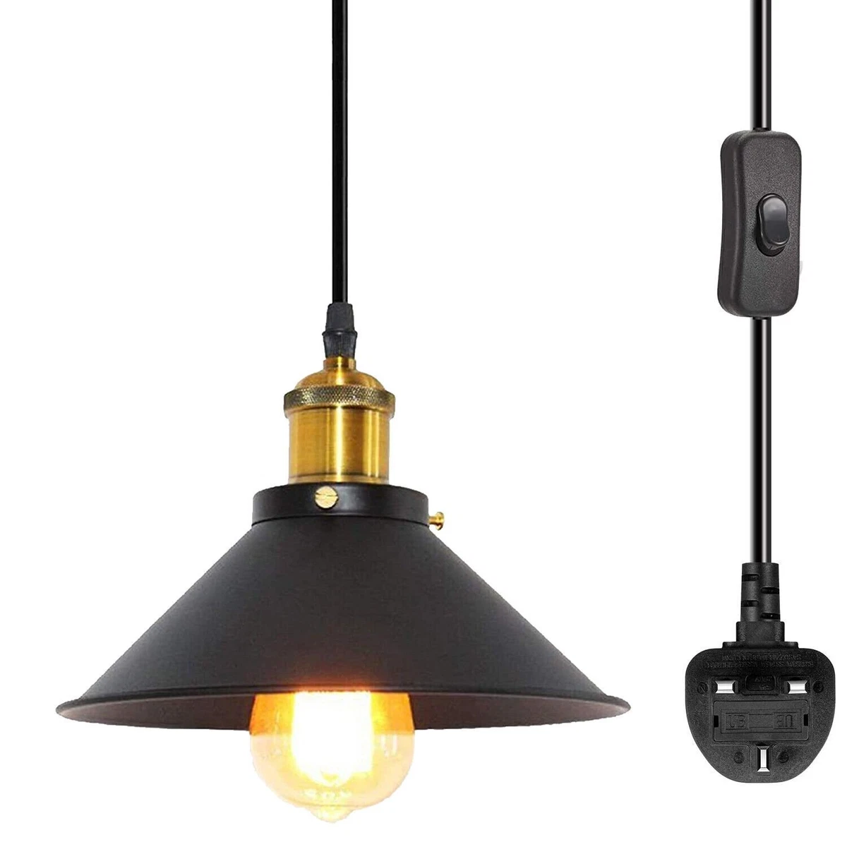 UK Plug in Pendant Light Set PVC Cable kit Plug In Lamp E27