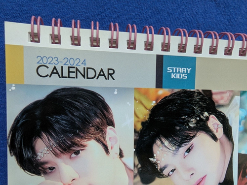 Streuner Kinder Stehtisch Kalender Sammlerstück K-Pop Bilder rosa 2023 - 2024 - Bild 3 von 7
