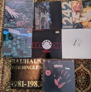 Lot-8-Vinyl-Bauhaus-Ministry-Cab-Volt-Dead-Can-Front-242-Meat-Beat-VG