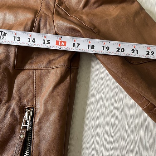 BODA Skins Herren kleine Lederjacke braun Biker Style gerippter Reißverschluss Winter - Bild 11 von 15