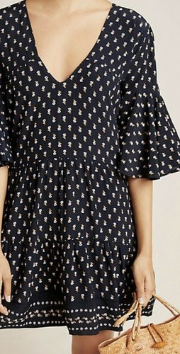 New $158 Anthropologie Faithfull the Brand FRESA TUNIC 4 Sm Blue Terrace Floral