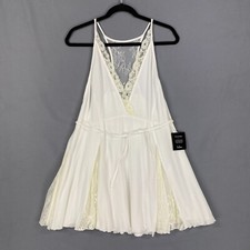 Lulus Dress Womens Small White Lacey Tank Swing V Neck Lined Mini Sleeveless