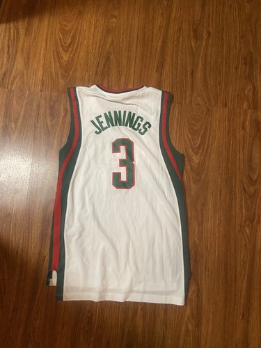 Adidas Mens Milwaukee Bucks Brandon Jennings #3 NBA Jersey White Size S - Picture 3 of 6