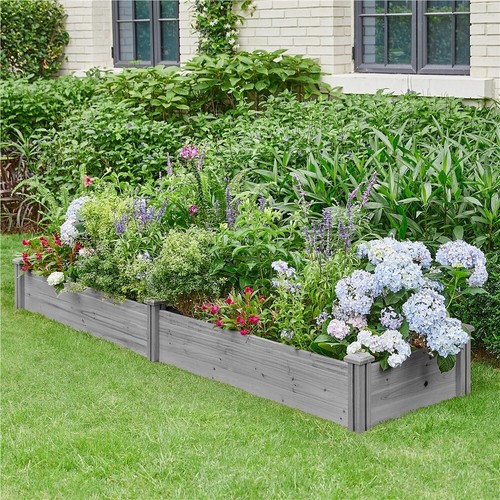 Wooden Raised Garden Bed Divisible Planter Box for Yard/Vegetable/Flower/Herbs - Picture 15 of 30