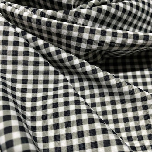 Printed Black and White Check Plaid Fabric Stretch Spandex by Yard for Swimwear - Picture 6 of 7