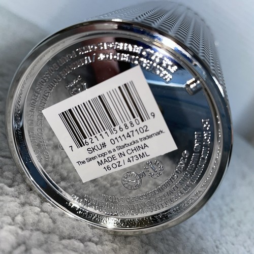Starbucks Tumbler Holiday Silver Grid Disco Cold Cup 24oz with Straw NEW COFFEE - Picture 3 of 5