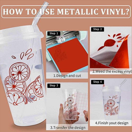 Chrome Permanent Adhesive Craft Vinyl 6 Sheets 12"x 10" Bundle Film for Cut - Picture 2 of 7