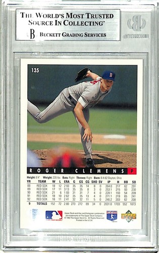 1992 Upper Deck ROGER CLEMENS Signed Auto Red Sox Card #641 Beckett BAS Slabbed - Picture 3 of 3