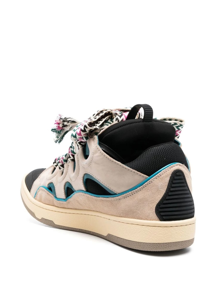 Lanvin Z9702 Men's Ecru/Black Curb Low Top Sneakers Size EU Lanvin Z9702 Men's Ecru/Black Curb Low Top Sneakers Size EU