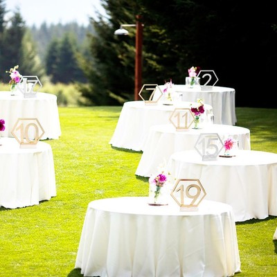 Mirror Wedding Seat Card Hexagon Table Number Signs Lead For
