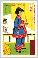 c1940s Mei Ling Los Angeles CA Jondall Vintage Art Postcard
