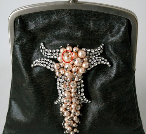 BALENCIAGA Black Chevre Leather Pearl Crystal Aumonière Wrislet Evening Bag - Picture 12 of 12