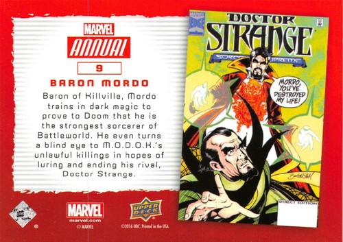 BARON MORDO / MARVEL ANNUAL 2016-17 (2017) BASE Trading Card #09 - Picture 2 of 2