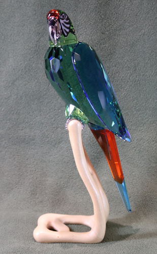 Swarovski Figurine Crystal Paradise Birds Large Macaw Chrome Green 685824