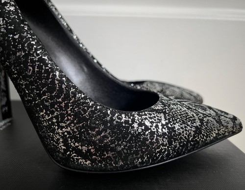 Saint Laurent YSL Paris Silver Black Snakeskin Print Pointed Toe Pumps 37 7 $795 - 第 11/18 張圖片