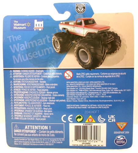 2023 SPIN MASTER 1:64 MONSTER JAM RED WHITE THE WALMART MUSEUM MONSTER TRUCK - Picture 7 of 11