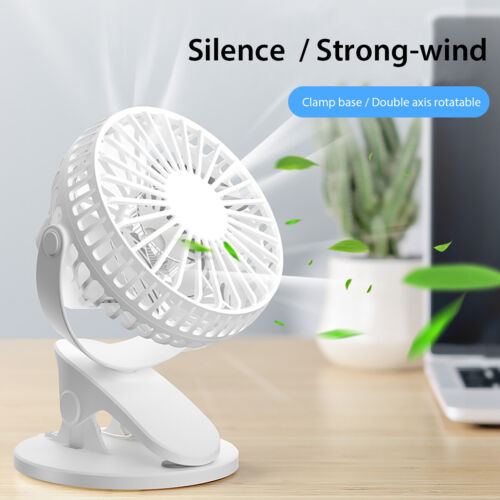 Portable Clip On Stroller Fan USB Rechargeable Battery Powerd 3 Speeds Mini Fans - Picture 2 of 13