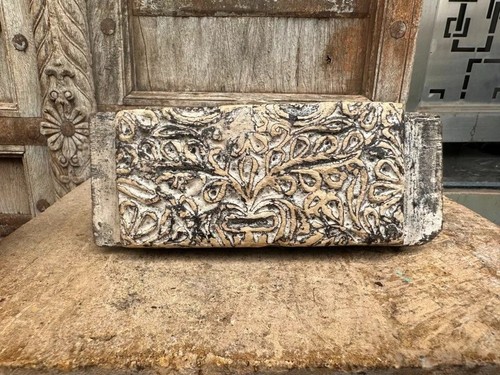 1890 Antique Old Wooden Hand Carved Floral Textile Block Printing Block - Picture 1 of 16