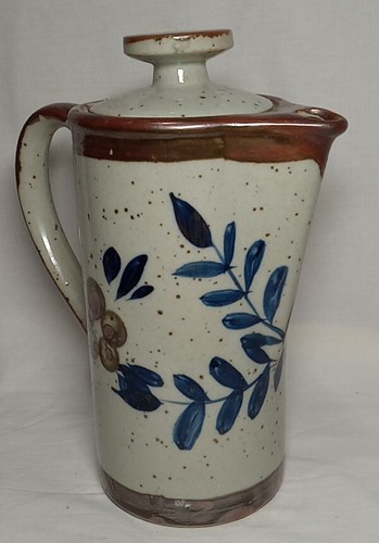 Scandinavian Stoneware Coffee Pot Handpainted - Picture 5 of 8