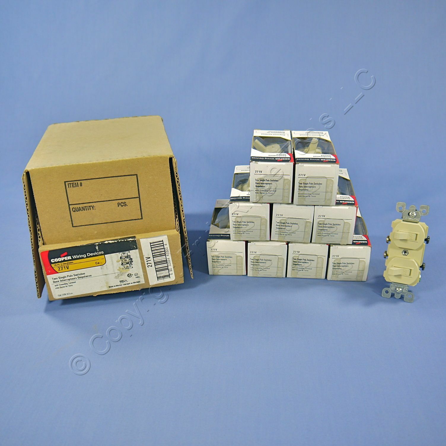 10 Cooper Ivory Double Toggle Duplex Wall Light Switches 15a Single Pole 271v