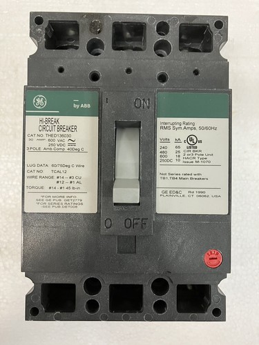 GE THED136030WL Circuit Breaker 600VAC 30A 3 Pole - Picture 5 of 12