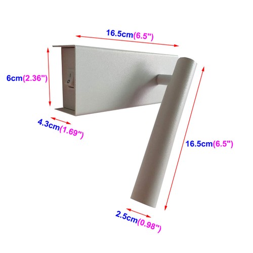 3W LED Wall Sconce Light Fixture Rotatable Bedside Lamp Switch 4000K Spotlight - Picture 7 of 26