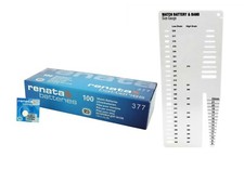 Renata 377 Watch Batteries 100 Pieces Swiss Made 1.55V NEW SR626SW w/ Size Gauge