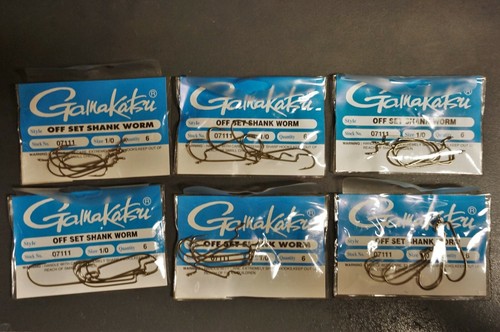 6 Packs of Gamakatsu 1/0 Offset Shank Worm Fishing Hooks - Stock # 07111 - Picture 5 of 5